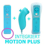 Manette Wii Motion plus + Nunchuck + housse compatible compatible avec Nintendo WII WII mini WII U bleu