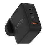 Magix 140W 4-Port Plug, USB C GaN Charger PD Power Delivery, 3x USB-C and 1x USB-A ports, for MacBook Pro, Dell XPS, iPhone 15/14/13/12 Series, iPad, Galaxy S23 Ultra, Switch, and More (UK PLUG)