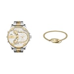 Diesel Men's Mr.Daddy 2.0 Multicolor Watch and Oval D Logo Bracelet Gold-Tone Stainless Steel, Set