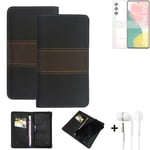 Wallet Case + headphones for Samsung Galaxy F54 5G Protective Cover Brown