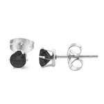 2-pack Silver Piercing Örhänge Svart Kristall - 4mm silver