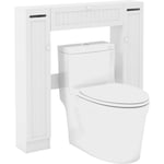 Meuble wc au-Dessus des Toilettes, Etagère de Rangement de Salle de Bains, avec Porte-Rouleau et Placards, 89 x 19,5 x 99 cm, Blanc - Costway