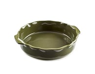 ESPRIT DE CUISINE - Plat À Four Rond En Céramique - Poignées ergonomiques - Émail Résistant Aux Rayures - Facile À Nettoyer - Made In France - 1,4L - 25,6x23,3x5,3cm Extérieur - Vert Kaki