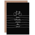 Wee Blue Coo Bicycle Quote Two wheels Move Soul Squiggle Lines Blank Greeting Card Vélo Citation