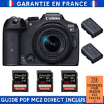 Canon EOS R7 + RF-S 18-150mm STM + 3 SanDisk 128GB Extreme PRO UHS-II SDXC 300 MB/s + 2 Canon LP-E6NH + Guide PDF MCZ DIRECT '20 TECHNIQUES POUR RÉUSSIR VOS PHOTOS