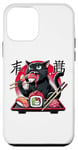 Coque pour iPhone 12 mini Chat noir mangeant des sushis Anime drôle chat amateur de sushi