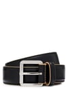 BOSS Mens Lemy-Pi Sz35 Contrast-edge belt in Italian leather