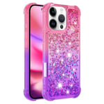 SKALO iPhone 16 Pro Juoksuhiekka Glitter Sydämet TPU kuori - Pinkki-Violetti