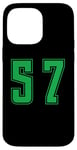 Coque pour iPhone 14 Pro Max Vert Numéro 57 Équipe Junior Sports Uniforme Numéroté