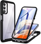 CENHUFO Coque Samsung A14 4G/5G, Antichoc Housse avec Protection écran, 360 Degrés Protégé Téléphone Etui Double Face Case Transparent Portable Intégrale Coque pour Samsung Galaxy A14 4G/5G - Noir