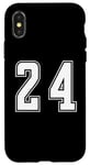 Coque pour iPhone X/XS Blanc Numéro 24 Équipe Junior Sports Uniforme Numéroté