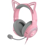 Razer Kraken Kitty V2 - Wired RGB Headset with Kitty Ears (Stream Reactive Lighting, HyperClear Cardioid Mic, TriForce 40 mm Drivers, 7.1 Surround Sound) Quartz Pink