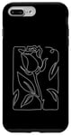 Coque pour iPhone 7 Plus/8 Plus Rose Fleur Abstraite Dessin Minimaliste one Line Art