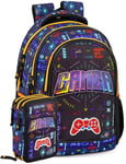 Julian Ross Gamer Pro Player Pack Scolaire Enfant Sac à dos Avec Trousse Rempli, CP, CE1, CE2, 33x15x43 cm, Ergonomique, 45 Accessoires pour l'École, Garçon