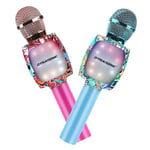 DYNASONIC Microphone karaoké Bluetooth Jouets pour garçons et filles Microphone sans fil karaoké portable avec lumières LED pour enfants, cadeaux originaux enfants (Pack 2 Micros)