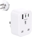 UK to US Plug Adaptor, USA Travel Adapter with 1 USB & 2 USB C Ports for Canada,