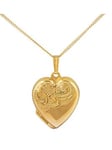 The Love Silver Collection 18ct Gold Plated Sterling Silver Hand-Engraved Heart Locket, 18" Adjustable Curb Chain, Yellow Gold, Women