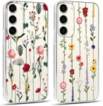 2 Pièces Coque Pour Samsung Galaxy S23 5g 6,1"", Transparente Étui Avec Aesthetic Motif Fleur, Mince Tpu Souple Silicone Housse Antichoc Protection Case Filles Femmes Cover Pour Samsung S23, 04