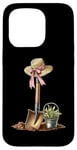 Coque pour iPhone 15 Pro Pelle de jardinage avec nœud Coquette pour la fête des mères