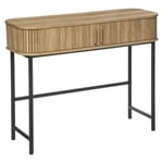 Pegane - Console, table de console en bois mdf naturel et acier coloris noir - Longueur 100 x Profondeur 35 x Hauteur 80,5 cm