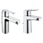 GROHE Robinet de salle de bains lavabo Get, mitigeur avec tirette de vidage, bonde incluse, robinet mousseur économique d'eau & Mitigeur Lavabo Bauloop 23335000 (Import Allemagne), Chromé, S