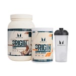 Origin Bundle - Protein - Chocolate Chip Cookie - Stim-Free - Orange Mango Soda - Shaker