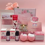 Christmas Bath Set Pamper Gifts for Women, Xmas Rose Hampers Ideas Gifts For Her Mum Wife Friend Sister, Relaxing Spa Gifts Basket, Self Care Gift, Get Well Soon Thank You Gift Set,Valentines Present