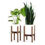 Fox & Fern Support de plantes en bois pour pots de fleurs, support de plantes d'intérieur, robuste et réglable, facile à assembler, support de pot de fleurs en bambou, respectueux de l'environnement