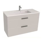 Groupe Roca) Cube Meuble de salle de bain blanc 2 tiroirs 98x42.2x62.2cm + Lavabo en céramique blanche et trop plein (H4536521763001) - Jika