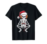 Gamer Skeleton Santa Headphones Christmas Gaming T-Shirt