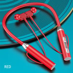 Casque sans fil Fone Bluetooth 5.0 Tour de cou Écouteurs Silicone Hifi Stéréo Sport Casque Halter Écouteurs magnétiques étanches-Rouge