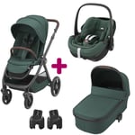 Maxi Cosi Pack poussette trio Oxford + nacelle Oria coque pebble 360 Pro Essential Green