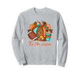 Tis The Season Pumpkin Leaf Latte Fall Thanksgiving Football Sweatshirt