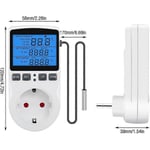 Digital termostatuttag, 230V temperaturregulator med sensor, LCD-skärm temperaturswitch, värme- och kyltermostatuttag, dag- och natttimer