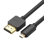 HDMI - micro HDMI 2.0 kaapeli 4K 60Hz 1.5m, musta