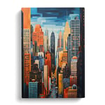 New York Hard Edge Painting Art No.3 Canvas Print for Living Room Bedroom Home Office Décor, Wall Art Picture Ready to Hang, 30x20 Inch (76x50 cm)