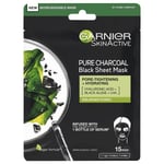 6 x Garnier SA Pure Charcoal Sheet Mask Hyaluronic Acid + Black Algae + LHA