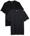 Amazon Essentials Men's T-Shirt Regular-Fit Short-Sleeve Crewneck, Pack of 2, Black/Charcoal Heather, S