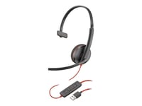 Poly Blackwire 3210 - Blackwire 3200 Series - micro-casque - sur-oreille - filaire - USB-A - noir - Certifié Skype, certifié Cisco Jabber, Certifié Avaya