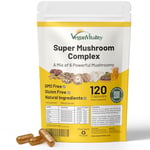 Mushroom Complex 6 Lions Mane Mushroom Supplement 120 Capsules High Strength Vegan Supplement with Lions Mane, Reishi, Chaga Mushroom Powder, Shitake, Cordyceps & Maitake (120 Capsules)