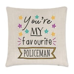 You're My Favourite Policeman Stars Linen Cushion Cover Pillow - Police Best