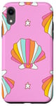 iPhone XR Cute Seashells Ocean Bright Rainbow on Pink Case