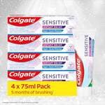 Colgate Sensitive Instant Relief Repair + Gentle Whitening Toothpaste | Instant* and long-lasting** sensitivity relief | Protective layer with calcium** | Fluoride toothpaste | 4 pack, 75ml tubes