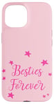 Coque pour iPhone 15 Jolies étoiles avec inscription « Best Friends For Besties Forever Friend »