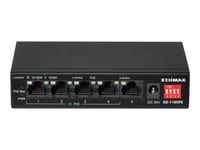 Edimax Gs-1105Pe - Switch - Long Range, Dip Switch - Ikke-Styrt - 4 X 10/100/1000 (Poe+) + 1 X 10/100/1000 - Stasjonær, Veggmonterbar - Poe+ (60 W)