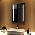 Meykoers Miroir de salle de bain 50x70cm avec éclairage LED Miroir Montagle Mural anti-buée - Lumière blanc froide