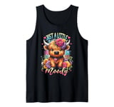 Highland Cow Just A-Little Moody Flower Funny Farm Farmer Tank Top