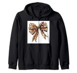 Bow in Watercolor || Aesthetic cheetah leopard pattern Bow Zip Hoodie