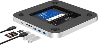 Hub Usb C Avec Boîtier Double Disque,Station D'Accueil Pour Mac Studio Mac Mini M2/M1/Intel,Type-C 10 Gbit/S,Lecteurs De Cartes 104 Mo/S,Compatible Avec Ssd M.2 Nvme Ngff Et Ssd Sata 2,5