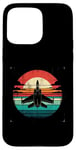 Coque pour iPhone 15 Pro Max Avion de chasse vintage au coucher du soleil